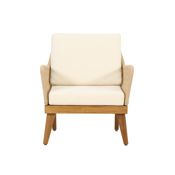 English Elm Christopher Knight Home® - ANNISA Teak Club Chair with Intricate Rope Weave, Weather-Resistant Acacia Wood Accent Seating, 28"W 72374.00LBGE