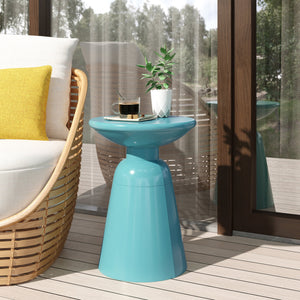 English Elm Outdoor Powder-coated Iron Pedestal Side Table for Patio and Lounge Spaces 73615.00T