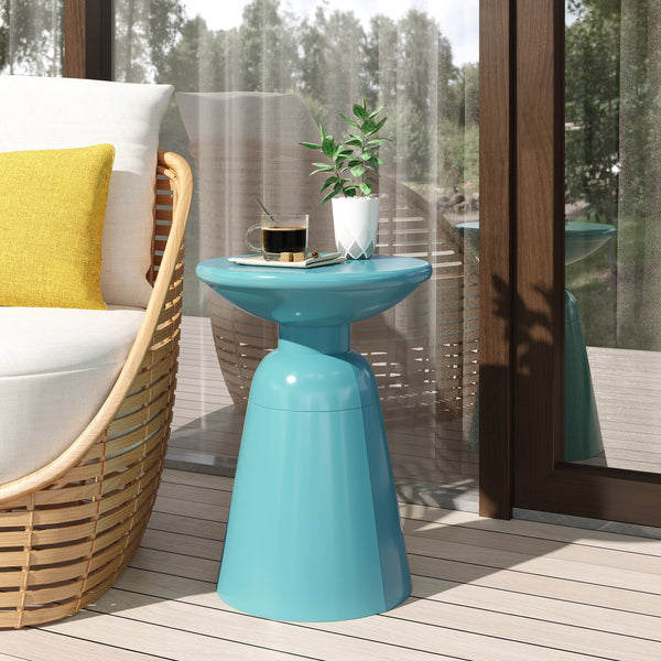 English Elm Outdoor Powder-coated Iron Pedestal Side Table for Patio and Lounge Spaces 73615.00T