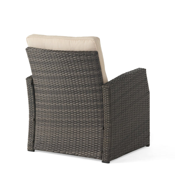 English Elm Christopher Knight Home® - ST MARTA SINGLE SOFA Grey PE Rattan Armchair with Waterproof Cushions, Button-Tufted, Weather-Resistant 57723.00GRY