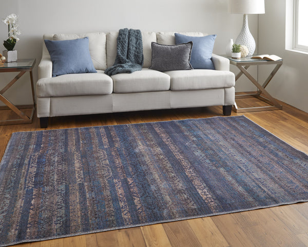 Feizy Rugs Voss Collection Bold Geometric Polyester Rug - Eye-catching Transitional Design For Any Space Blue,Purple,Brown Polyester Vos39h3fblugrni7a