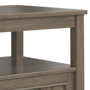 English Elm Lev Smoky Brown End Table with Drawer & Open Shelf, Handcrafted Solid Wood, Transitional Style B136P158823