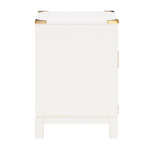 Homelegance By Top-Line Jameson 1-Drawer Gold Accent Nightstand White Wood