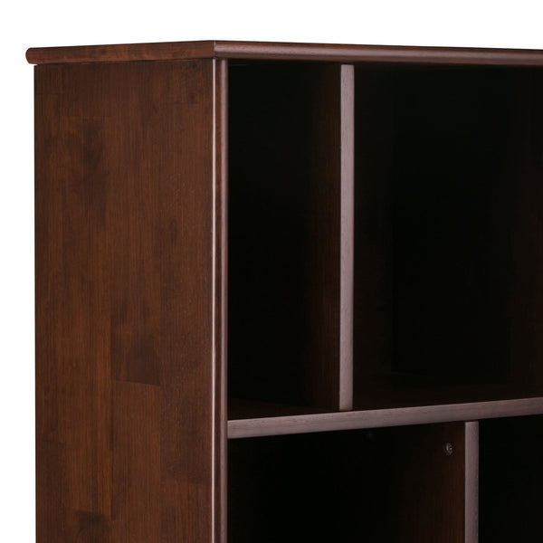 English Elm Draper Mid Century Bookcase & Storage Unit - Solid Rubberwood In Medium Auburn Brown Finish B136P158157