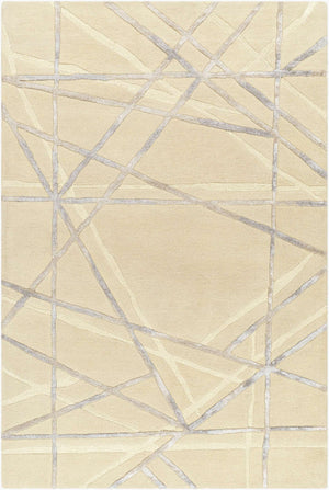 Surya Tallinn 2' X 3' Handmade Area Rug - Luxurious Viscose & Wool Blend, Modern Design For Elegance Light Beige Wool,Viscose Tnl2307-576