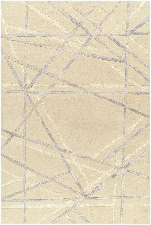 Surya Tallinn 2' X 3' Handmade Area Rug - Luxurious Viscose & Wool Blend, Modern Design For Elegance Light Beige Wool,Viscose Tnl2307-576