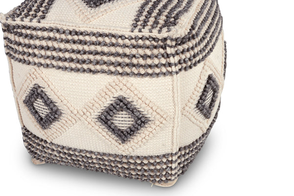 English Elm Steve Silver - Dalia Handwoven Square Woolen Pouf Beige — Cozy 21"x21"x20.75" Durable Mix-Fiber Cover, Thermocol Filling B081P157237