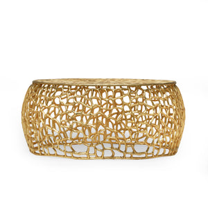 English Elm Christopher Knight Home® - MESH Gold Coffee Table - Handcrafted Aluminum Mesh Design, Modern Glam Centerpiece 27.5"W x12.5"H 66620.00