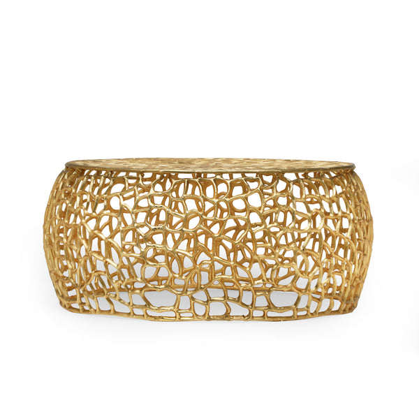 English Elm Christopher Knight Home® - MESH Gold Coffee Table - Handcrafted Aluminum Mesh Design, Modern Glam Centerpiece 27.5"W x12.5"H 66620.00