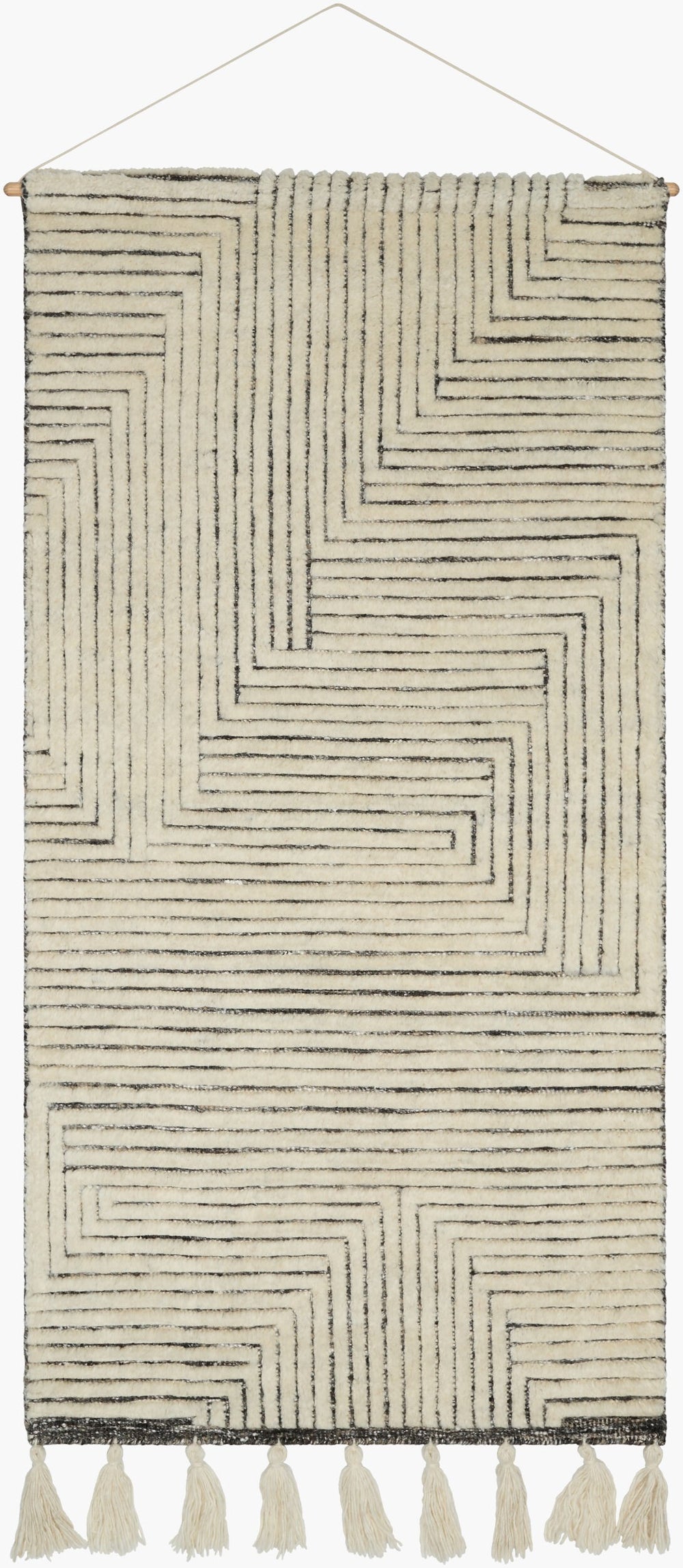 Surya Tunisia Bohemian Wall Hanging Decor - 65"H X 30"W Cotton & Wool Art For Global Home Charm Ivory Wool,Cotton,Wood Tnn001-60306