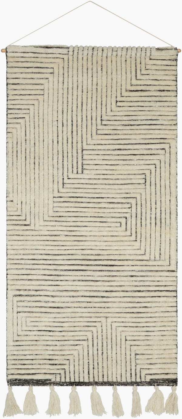 Surya Tunisia Bohemian Wall Hanging Decor - 65"H X 30"W Cotton & Wool Art For Global Home Charm Ivory Wool,Cotton,Wood Tnn002-60306