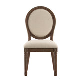 Homelegance By Top-Line Mayer Round Linen and Wood Dining Chairs (Set of 2) Beige Rubberwood