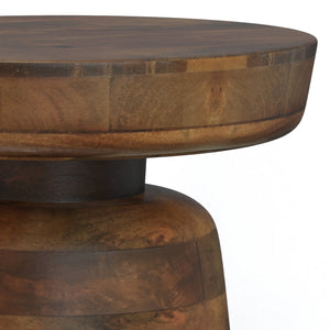 English Elm Robbie Sculptural Accent Table in Walnut Brown Solid Mango Hardwood, Hand-Finished, Rustic Contemporary Appeal Dark Brown B136P158442