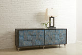 4-Door Entertainment Console Multi with Black and Ocean Blue Finish P301031 Pulaski Furniture