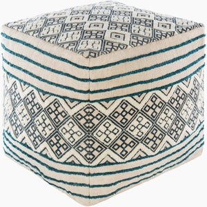 Surya Tanya Global-inspired 18” Pouf - Elegantly Woven Cotton & Polybeads For Eclectic Home Decor Charm Ivory Cotton,Cotton,Polybeads Tnpf002-181818