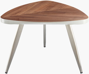 Surya Trinity Modern Minimalist End Table - 18"H X 26"W X 26"D, Durable Wood & Stainless Steel Design Top, Brown,Base, Metallic ,Nickel Walnut Veneer,Stainless Steel Tnt-002