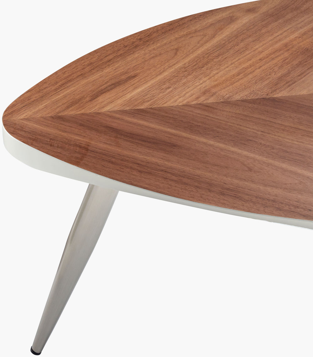 Surya Trinity Modern Minimalist End Table - 18"H X 26"W X 26"D, Durable Wood & Stainless Steel Design Top, Brown,Base, Metallic ,Nickel Walnut Veneer,Stainless Steel Tnt-002