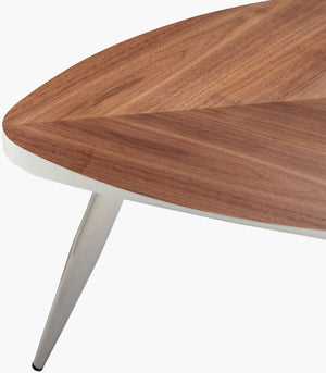 Surya Trinity Modern Minimalist End Table - 18"H X 26"W X 26"D, Durable Wood & Stainless Steel Design Top, Brown,Base, Metallic ,Nickel Walnut Veneer,Stainless Steel Tnt-002