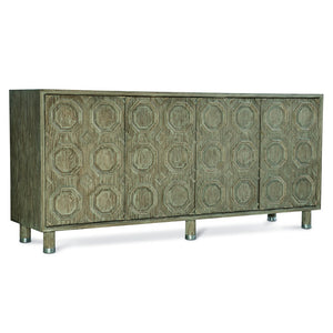 Bernhardt Bernhardt Art Deco Alhambra Credenza In Aspen Oak With Marquetry, Touch-Latch Doors & Nickel Caps 396845