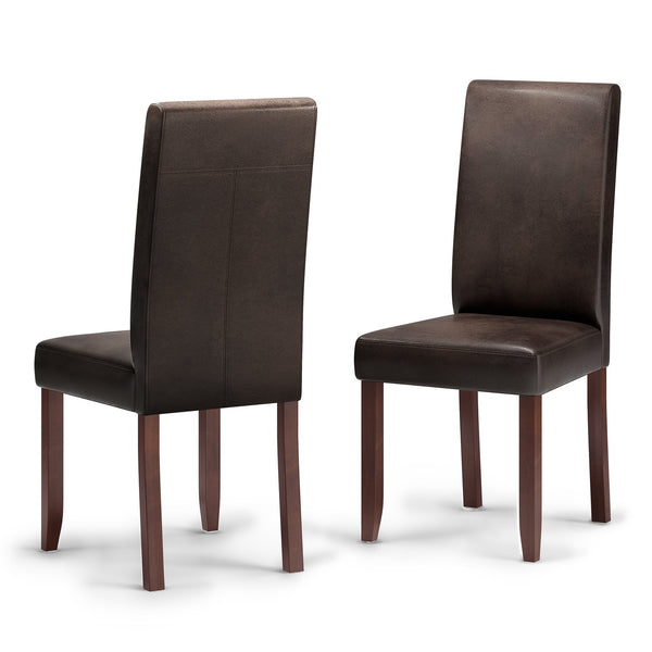 English Elm Acadian Parson Dining Chair Set Of 2 - Stylish Distressed Brown Vegan Leather, Comfort & Versatility B136P159794