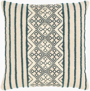 Surya Tanya 20" X 20" Elegant Cotton Accent Pillow – Handcrafted In India For Luxurious Home Decor Charm Blue Cotton,Cotton Tny001-2020p