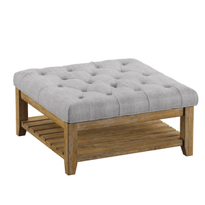 Homelegance By Top-Line Cadeo Pine Planked Storage Ottoman Coffee Table Natural MDF