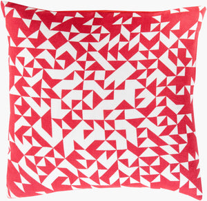 Surya Teori 18" X 18" Durable Accent Pillow - Modern Cotton Design For Chic Home Decor & Comfort Red Cotton,Cotton To004-1818