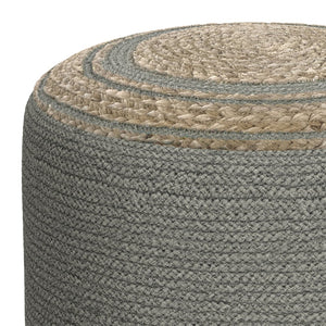 English Elm Serena Hand‑Braided Round Pouf Ottoman in Natural Jute — Durable Supportive Accent Seat for Living Areas Gray B136P159318