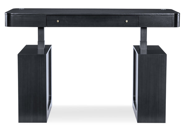 Hooker Furniture Kenzo Sit to Stand Home Office Desk with Grass Cloth Accents and Wood Grain Finish 6104-10458-99