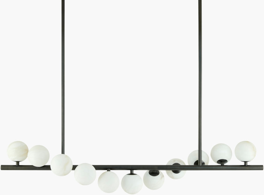 Surya Taloura Wrought Iron and Natural Stone Pendant Arts and Crafts Light for Dining Rooms TOA-001