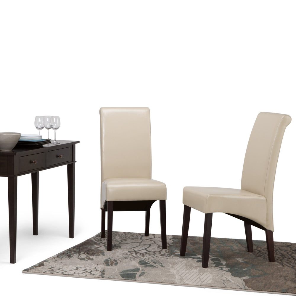 English Elm Avalon Deluxe Parson Dining Chair Set Of 2 - Elegant Satin Cream Upholstered Comfort For Any Space B136P159801