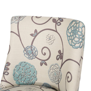 English Elm Fabric Dining Chairs with Nailhead Trim Plush Seat Rubberwood Legs Set of 2 72610.00WHTBLU