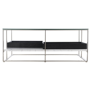 Bernhardt Bernhardt Sculptural Lafayette Cocktail Table With Floating Glass Top, Faux Marble Shelf & Trays 408011