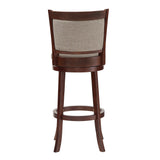 Homelegance By Top-Line Sydney Upholstered Back Swivel 29" Bar Height Stool Grey Rubberwood