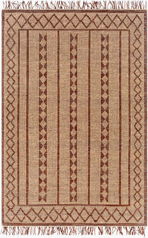 Surya Touareg 10' X 14' Handmade Jute & Leather Area Rug – Unique Global Style With Easy Maintenance! Tan Jute,Leather Tog2300-268