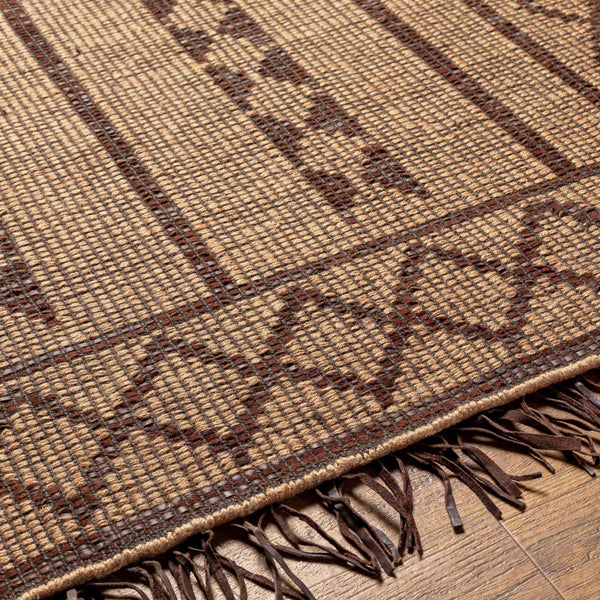 Surya Touareg 10' X 14' Handmade Jute & Leather Area Rug – Unique Global Style With Easy Maintenance! Tan Jute,Leather Tog2300-268