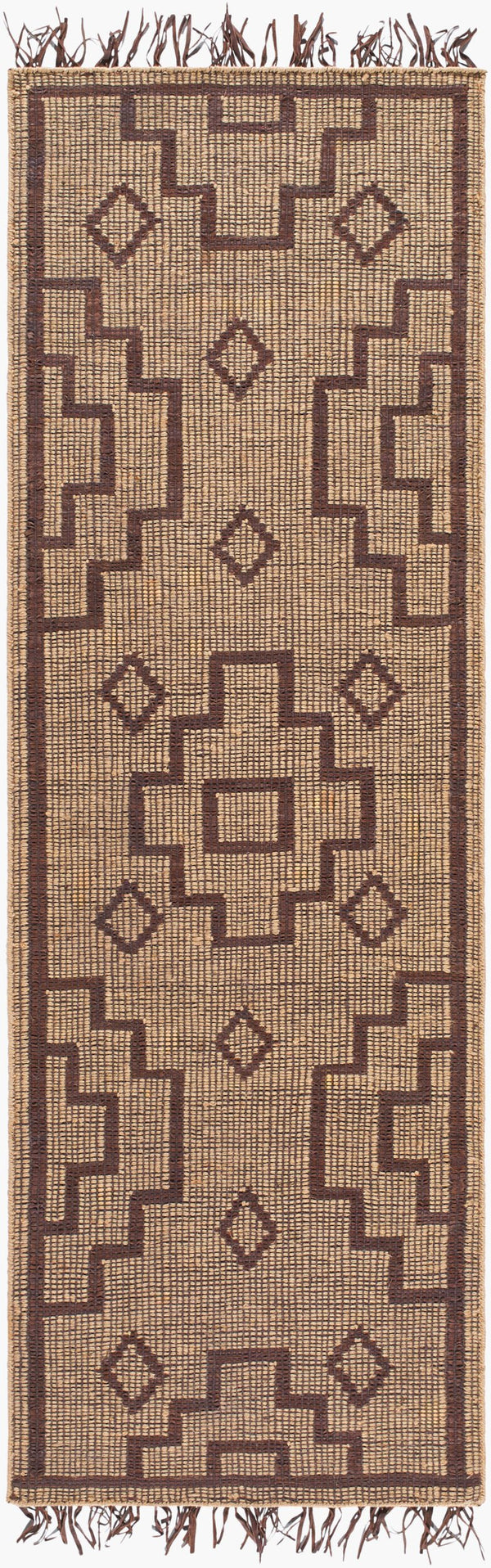 Surya Touareg 10' X 14' Handmade Jute & Leather Area Rug – Unique Global Style With Easy Maintenance! Tan Jute,Leather Tog2301-268