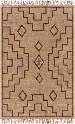 Surya Touareg 10' X 14' Handmade Jute & Leather Area Rug – Unique Global Style With Easy Maintenance! Tan Jute,Leather Tog2301-1014
