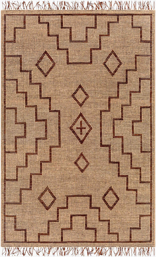 Surya Touareg 10' X 14' Handmade Jute & Leather Area Rug – Unique Global Style With Easy Maintenance! Tan Jute,Leather Tog2301-1014