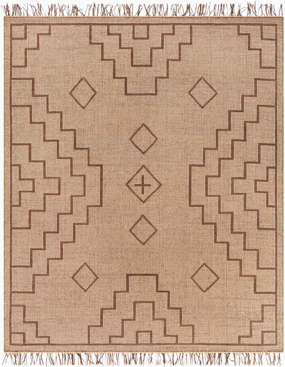 Surya Touareg 10' X 14' Handmade Jute & Leather Area Rug – Unique Global Style With Easy Maintenance! Tan Jute,Leather Tog2301-810