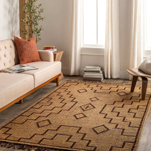 Surya Touareg 10' X 14' Handmade Jute & Leather Area Rug – Unique Global Style With Easy Maintenance! Tan Jute,Leather Tog2301-1014