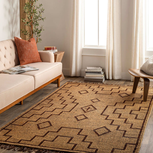 Surya Touareg 10' X 14' Handmade Jute & Leather Area Rug – Unique Global Style With Easy Maintenance! Tan Jute,Leather Tog2301-1014