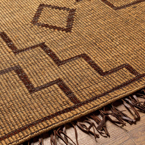 Surya Touareg 10' X 14' Handmade Jute & Leather Area Rug – Unique Global Style With Easy Maintenance! Tan Jute,Leather Tog2301-1014