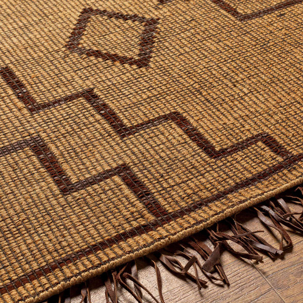 Surya Touareg 10' X 14' Handmade Jute & Leather Area Rug – Unique Global Style With Easy Maintenance! Tan Jute,Leather Tog2301-1014