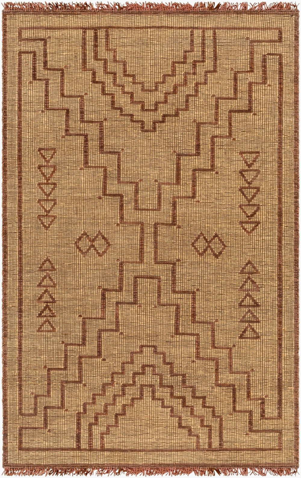 Livabliss Touareg Handwoven Jute Leather Flatweave Area Rug Artisan Fringe Living Room Accent TOG2303-912