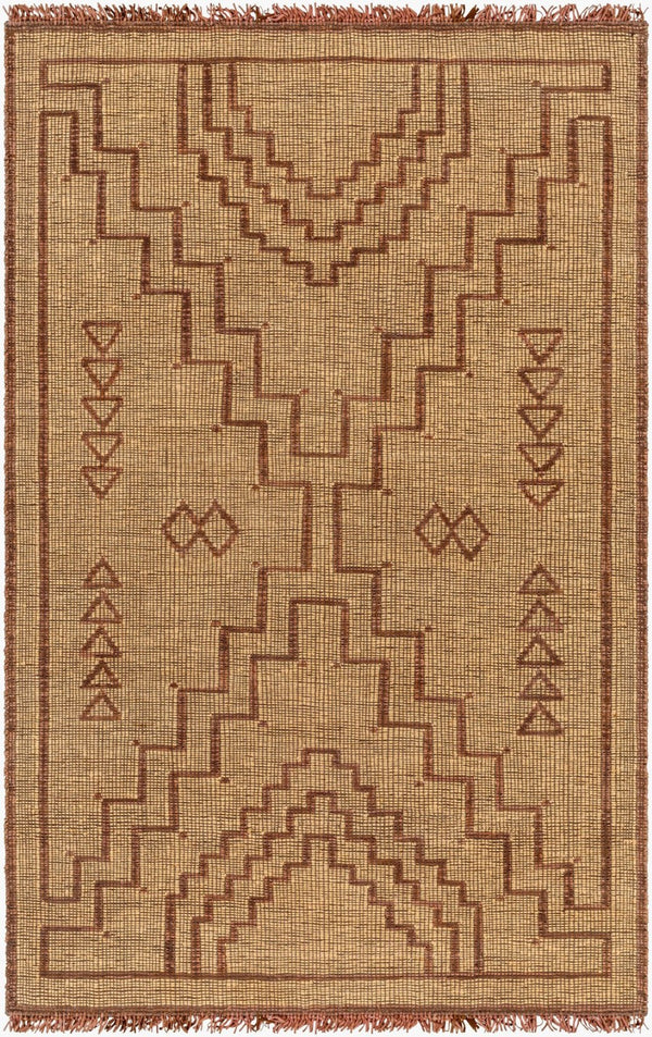 Livabliss Touareg Handwoven Jute Leather Flatweave Area Rug Artisan Fringe Living Room Accent TOG2303-912