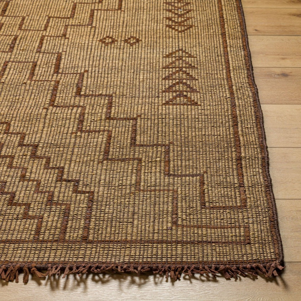 Livabliss Touareg Handwoven Jute Leather Flatweave Area Rug Artisan Fringe Living Room Accent TOG2303-912