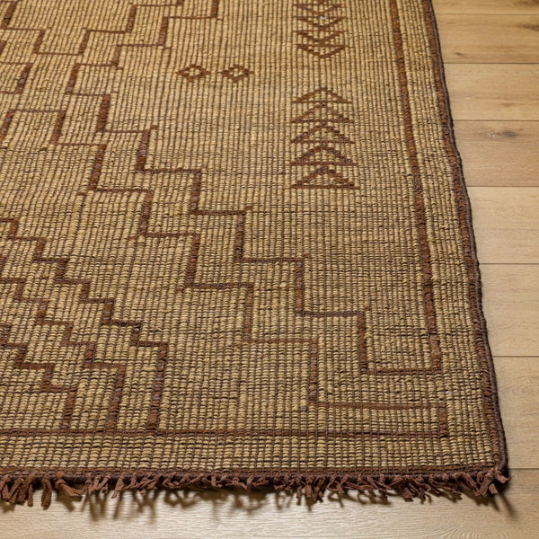 Livabliss Touareg Handwoven Jute Leather Flatweave Area Rug Artisan Fringe Living Room Accent TOG2303-912