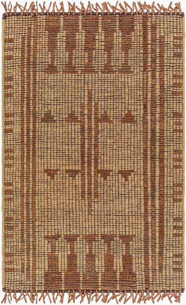 Surya Touareg 10' X 14' Handmade Jute & Leather Area Rug – Unique Global Style With Easy Maintenance! Mustard Jute,Leather Tog2305-23