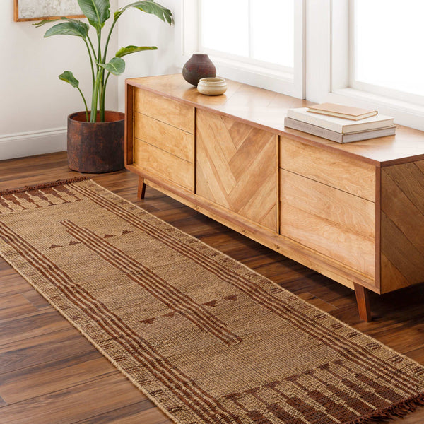 Surya Touareg 10' X 14' Handmade Jute & Leather Area Rug – Unique Global Style With Easy Maintenance! Mustard Jute,Leather Tog2305-268